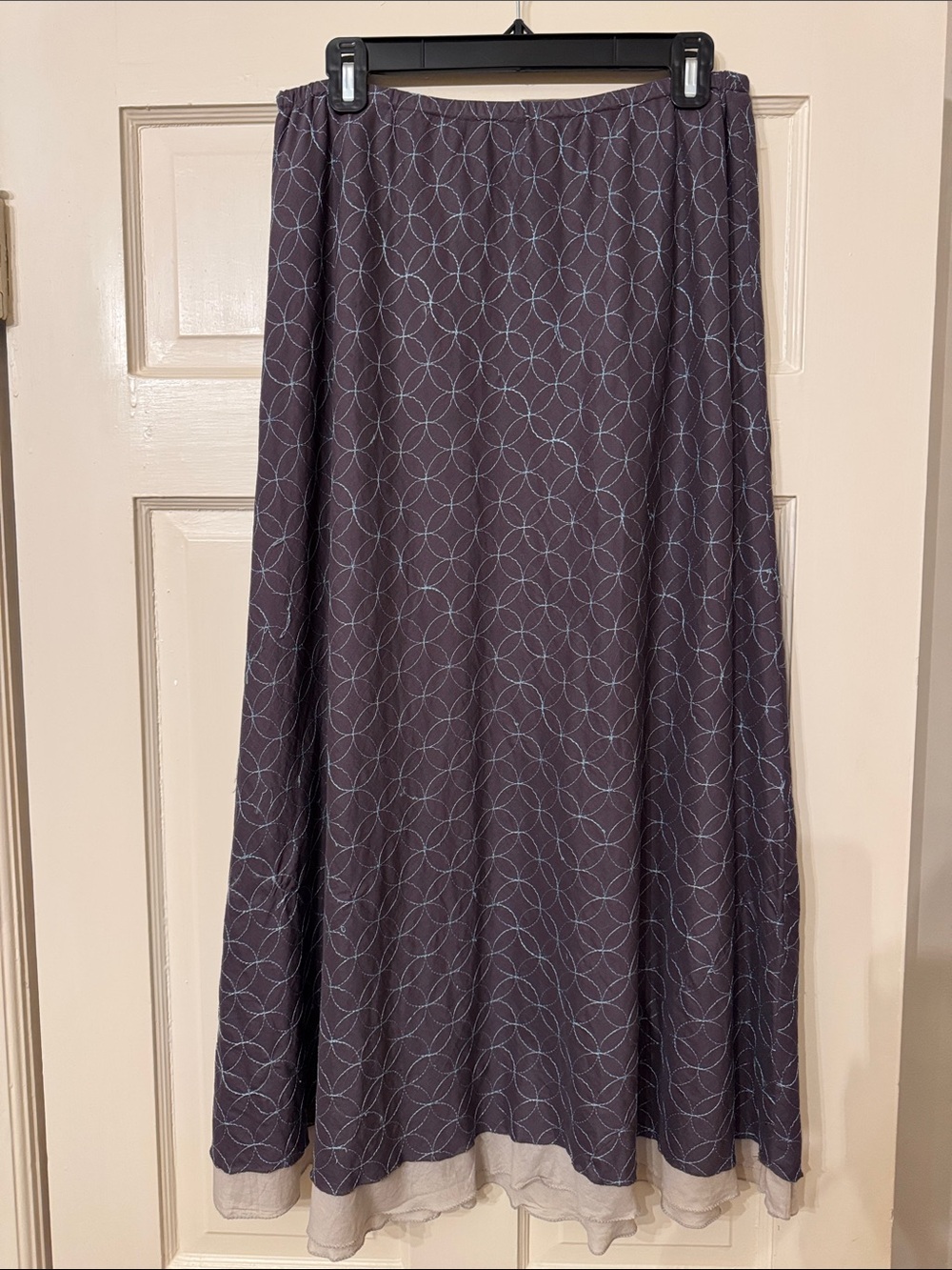 Sundance Plum Maxi Skirt with Circular Print